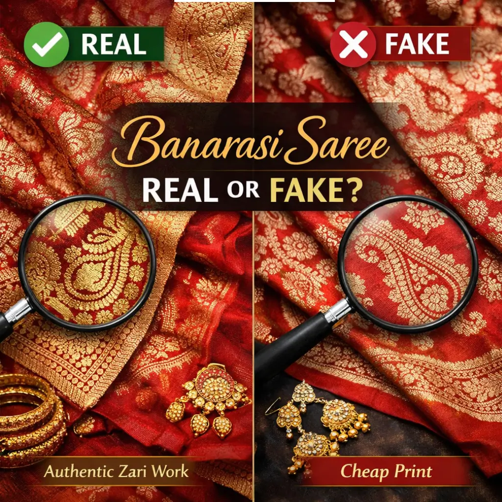How to identify a Banarasi saree real or fake